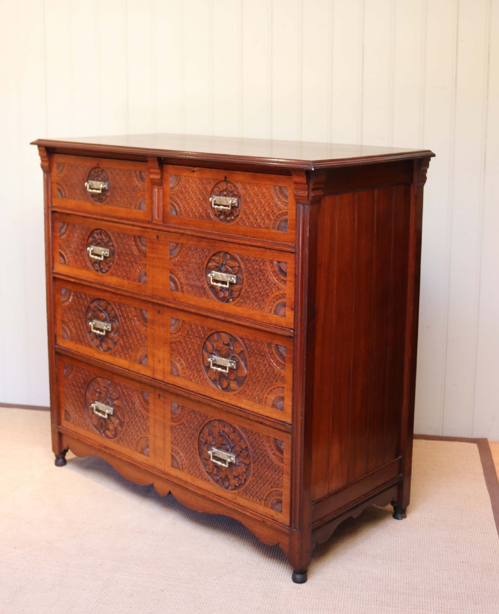 Solid Walnut Asethetic Movement Chest Of Drawers View VIII