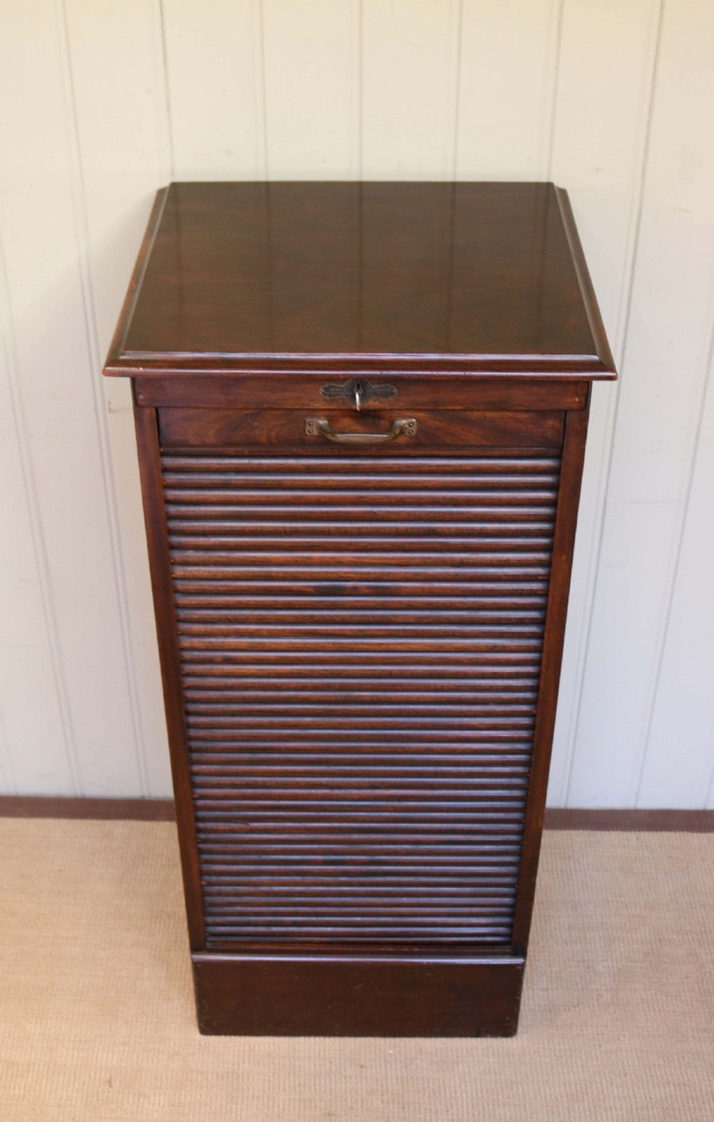 Mahogany Single Tambour Front Filing Cabinet  View II