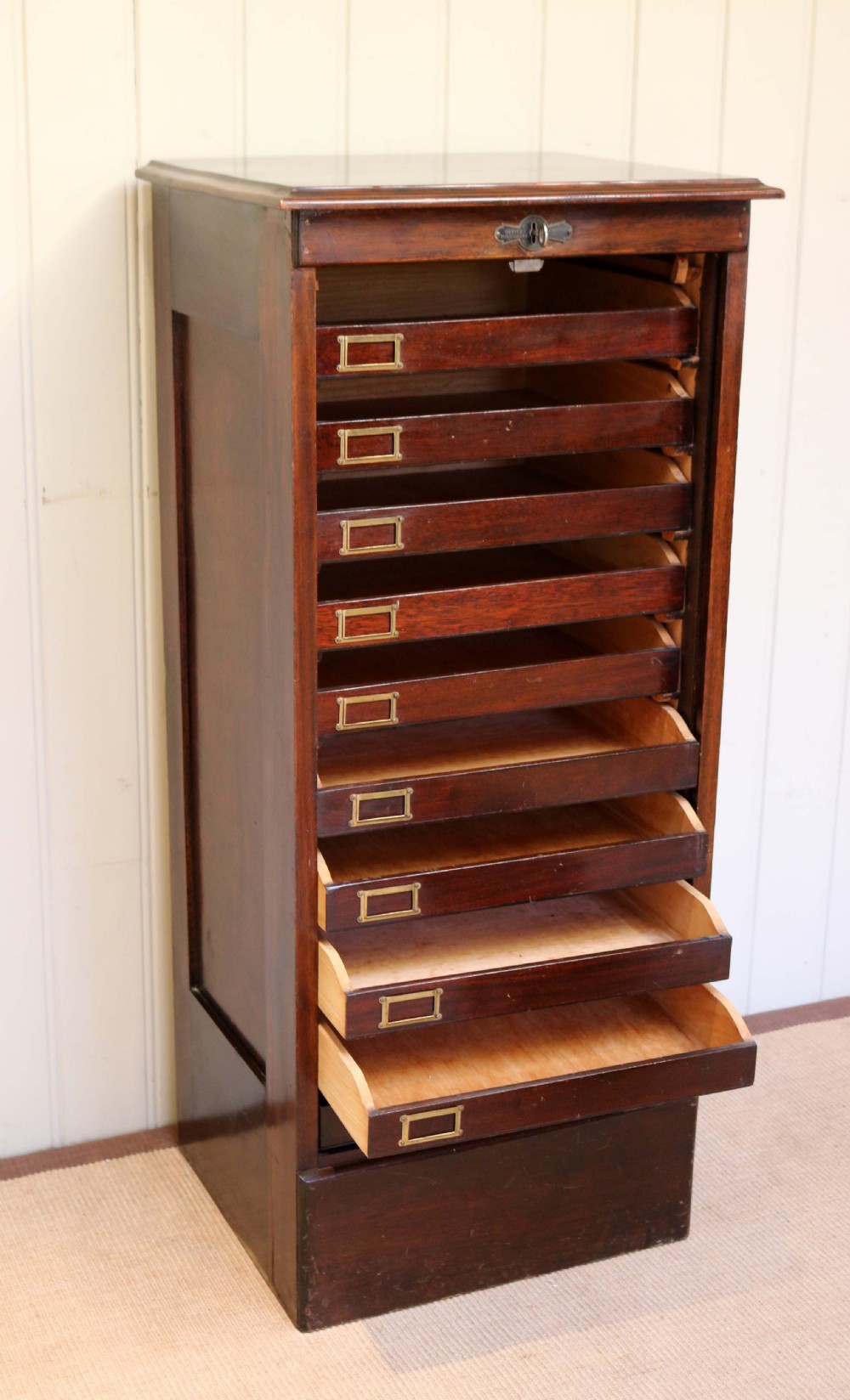 Mahogany Single Tambour Front Filing Cabinet  View III