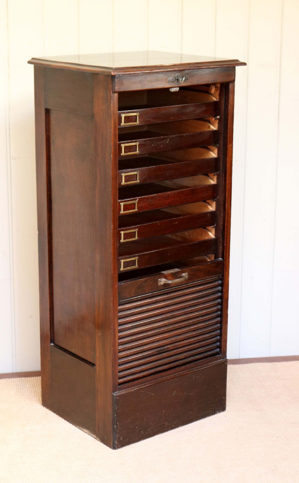 Mahogany Single Tambour Front Filing Cabinet  View V