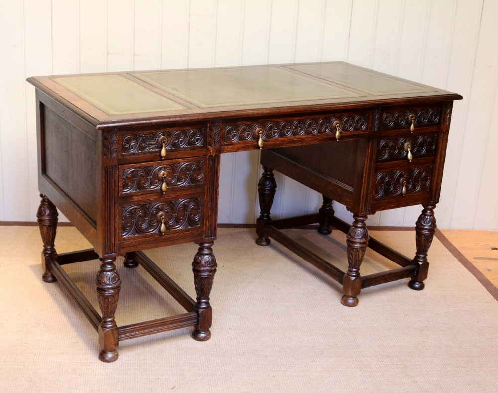 Substantial Dark Oak Desk View IV