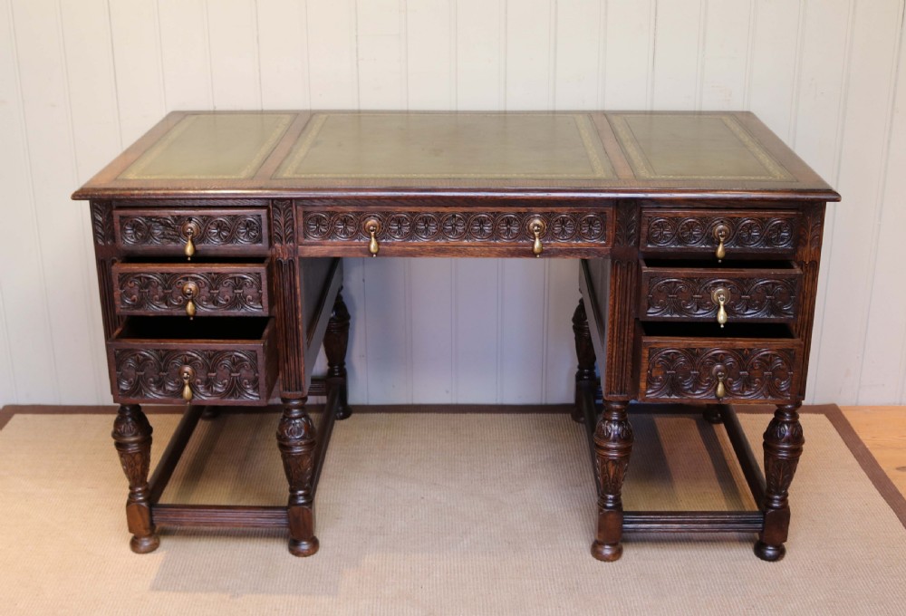 Substantial Dark Oak Desk View VI