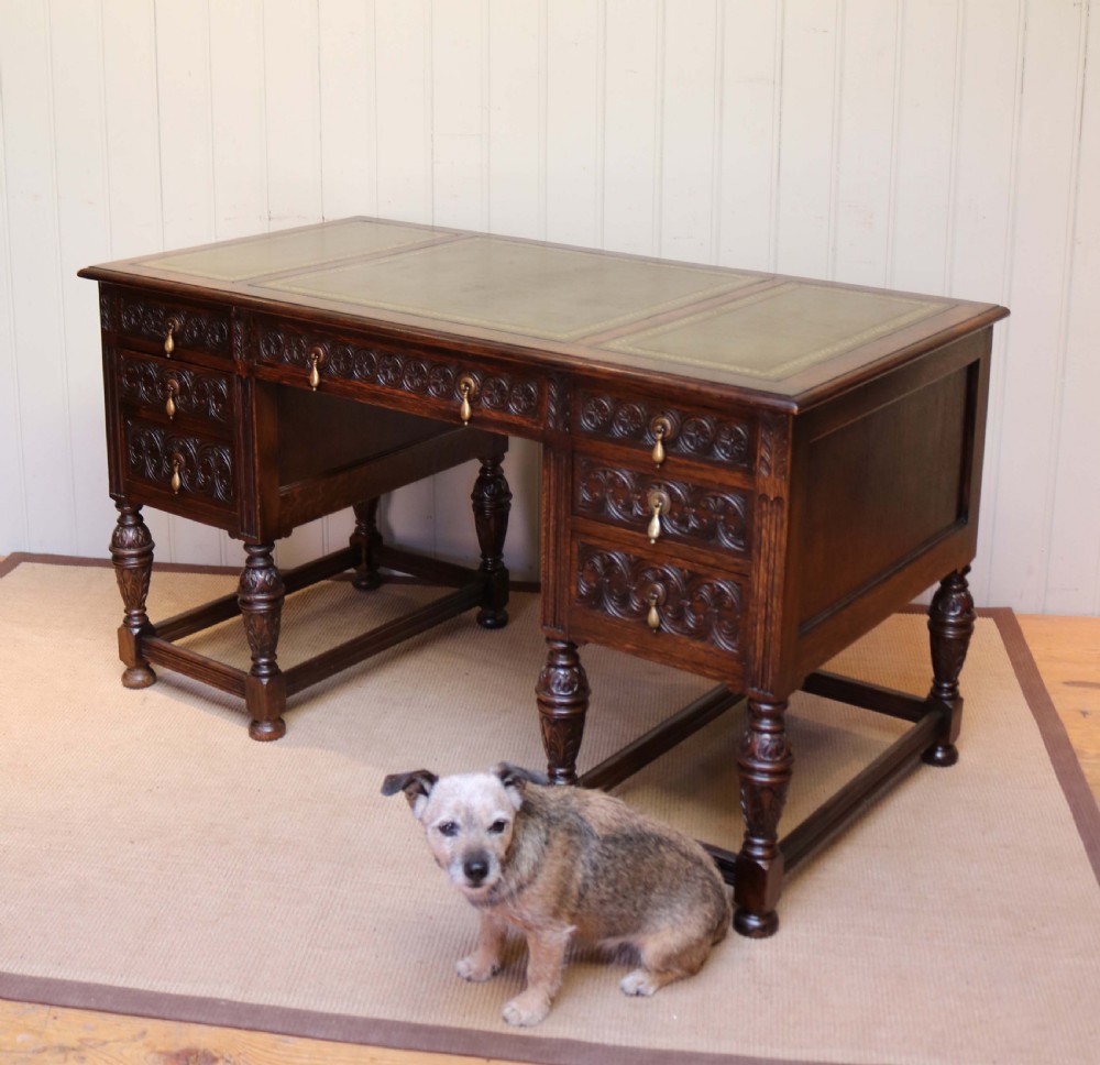 Substantial Dark Oak Desk View VIII