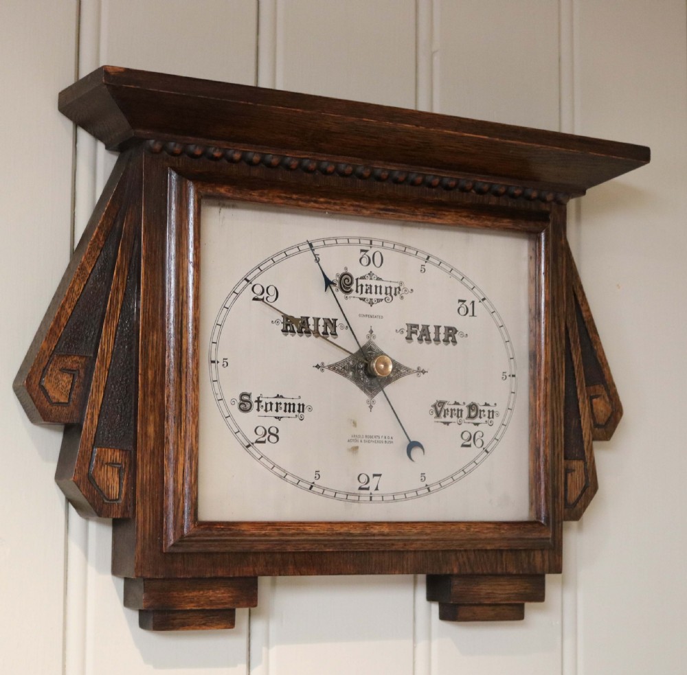 Art Deco Style Oak Aneroid Barometer