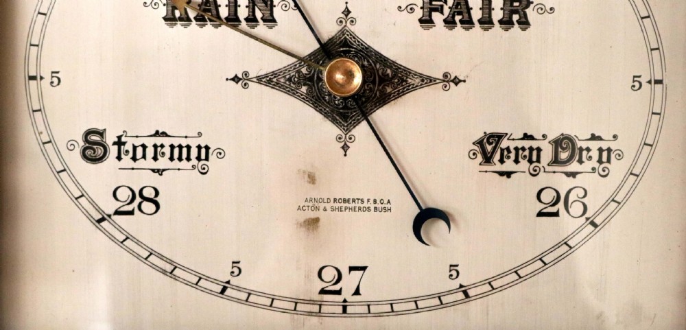 Art Deco Style Oak Aneroid Barometer View V