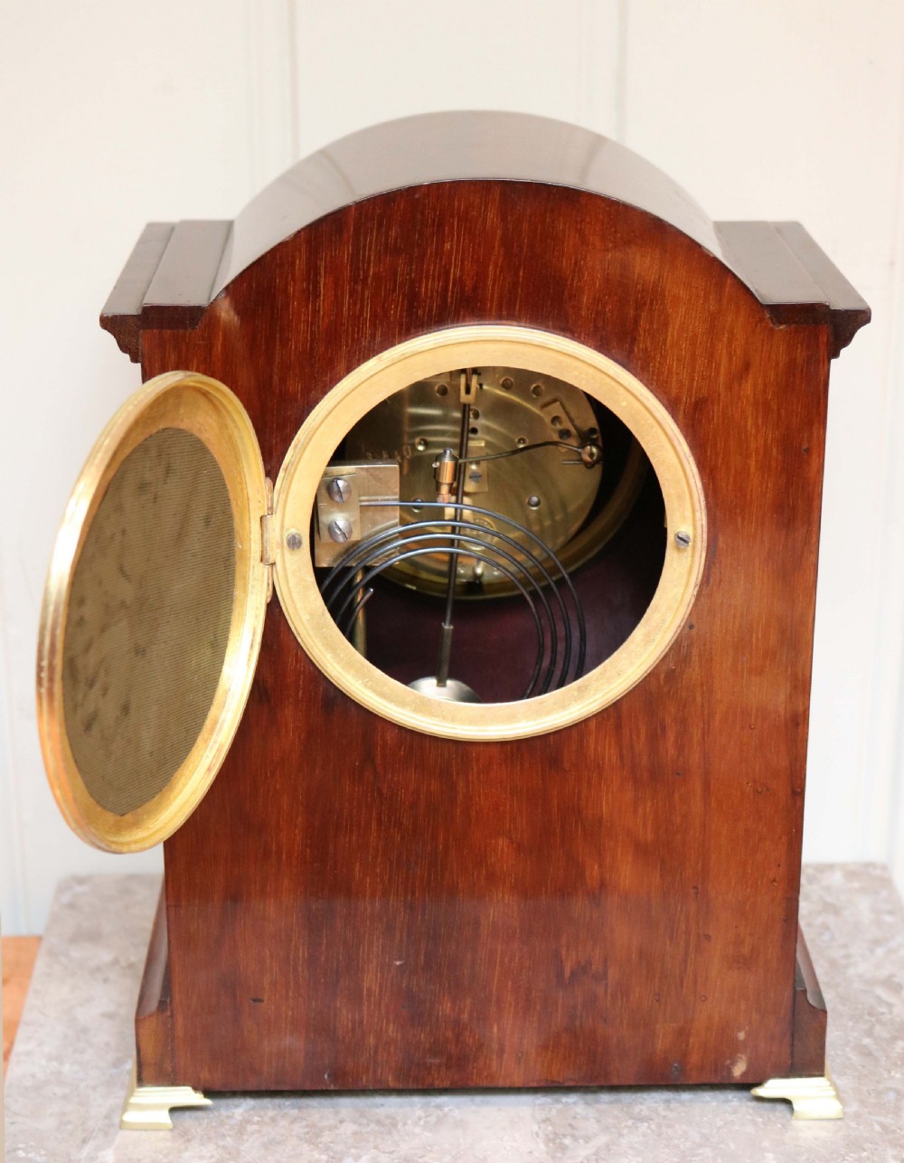Edwardian Solid Mahogany And Inlay Mantel Clock View V