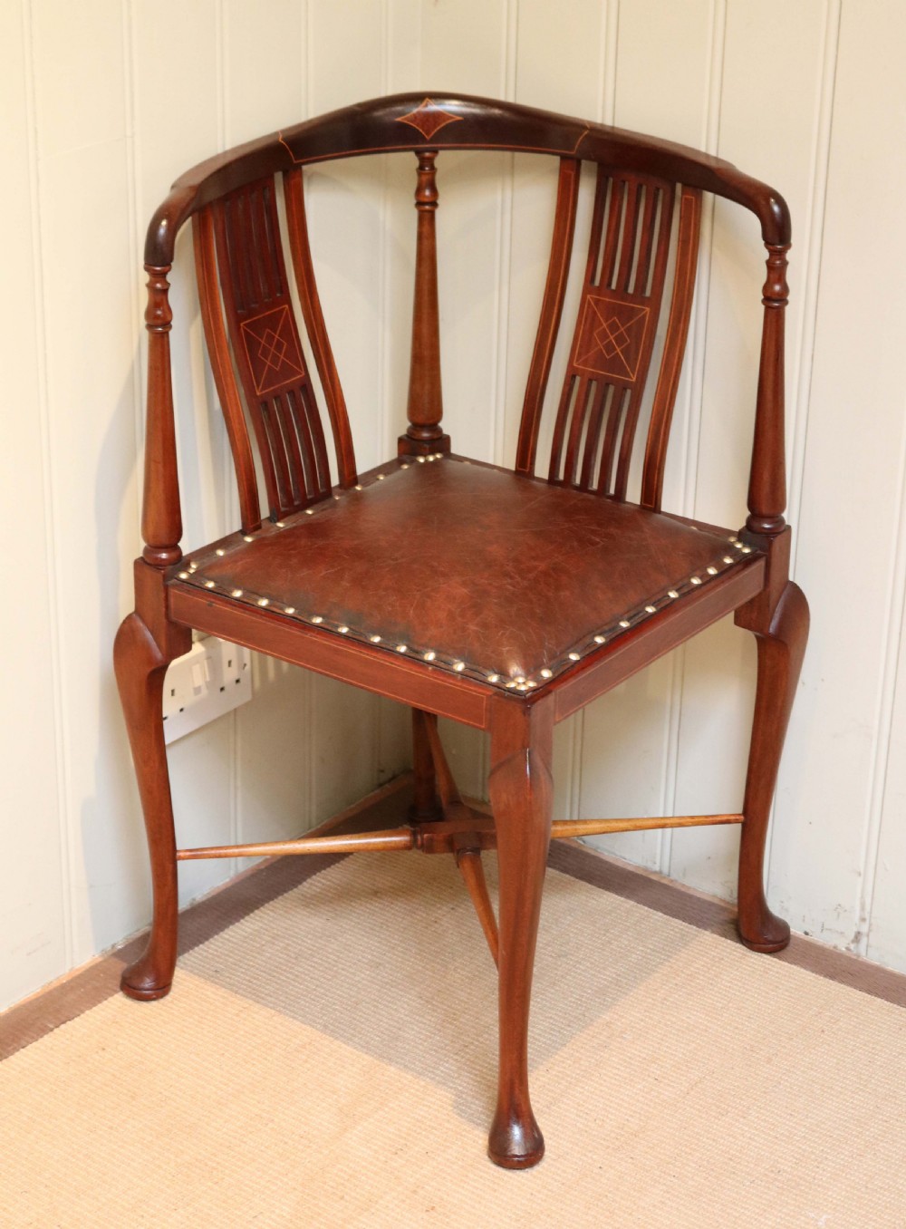 Edwardian Mahogany Inlaid Corner Chair  View II