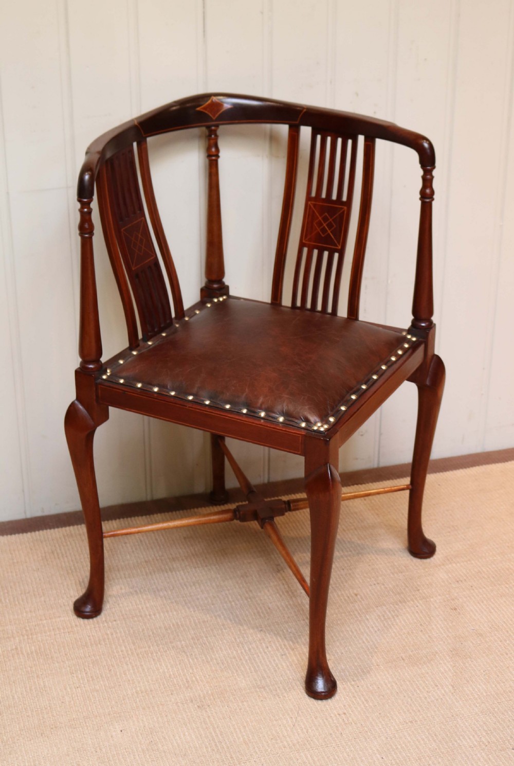 Edwardian Mahogany Inlaid Corner Chair  View III