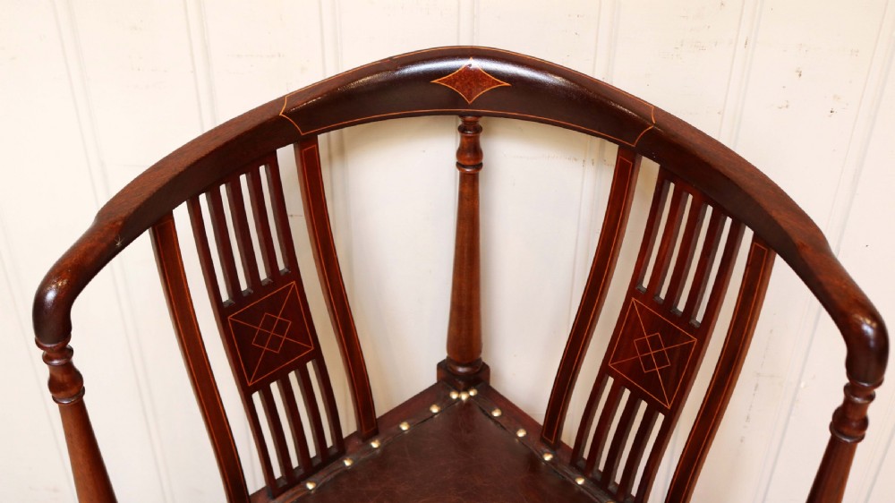 Edwardian Mahogany Inlaid Corner Chair  View VI
