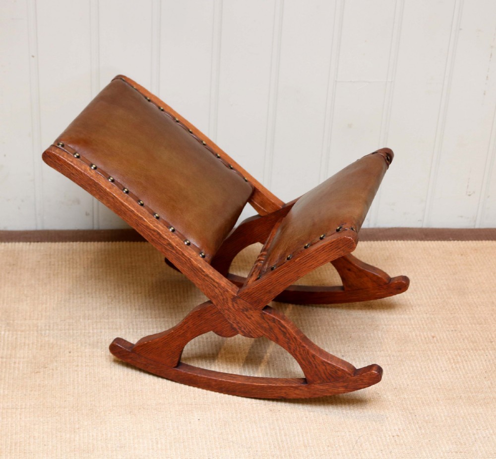 Oak And Leather Rocking Footstool View V