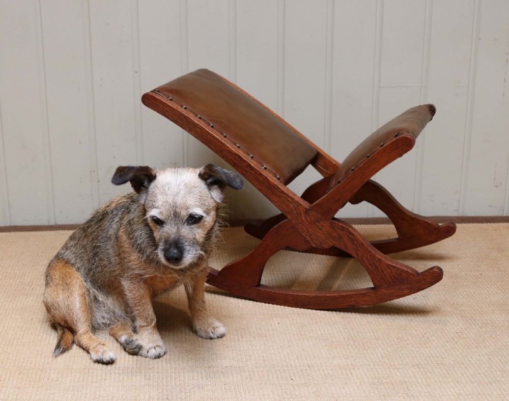 Oak And Leather Rocking Footstool View VII