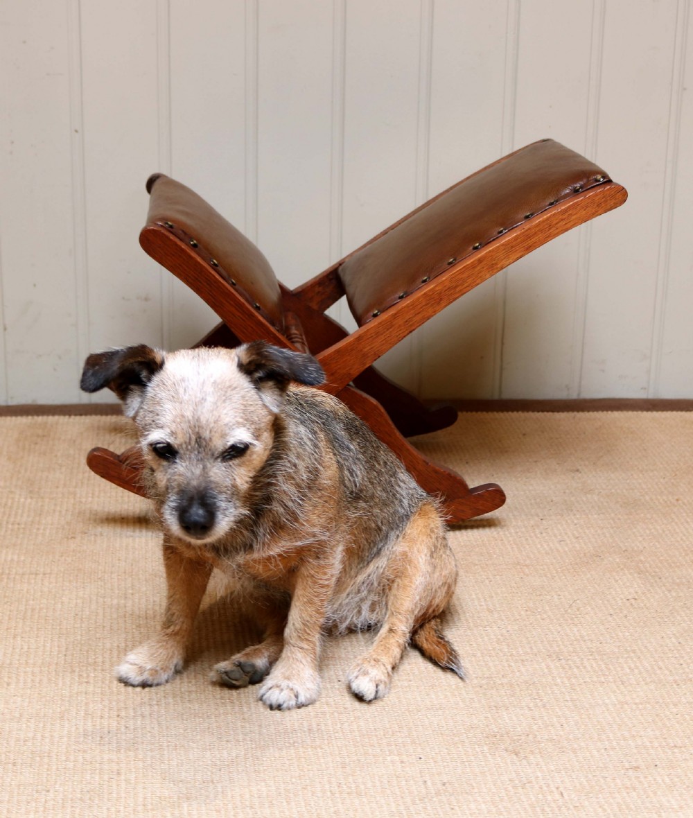 Oak And Leather Rocking Footstool View VIII