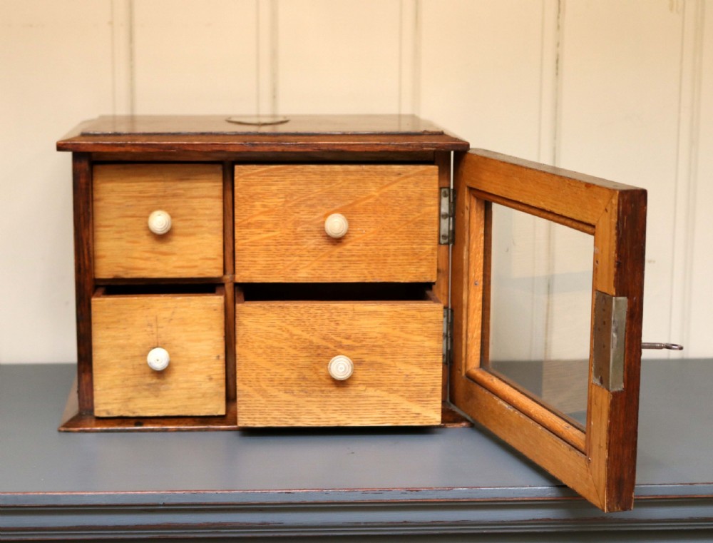 Edwardian Oak Table Top Collectors Box  View V