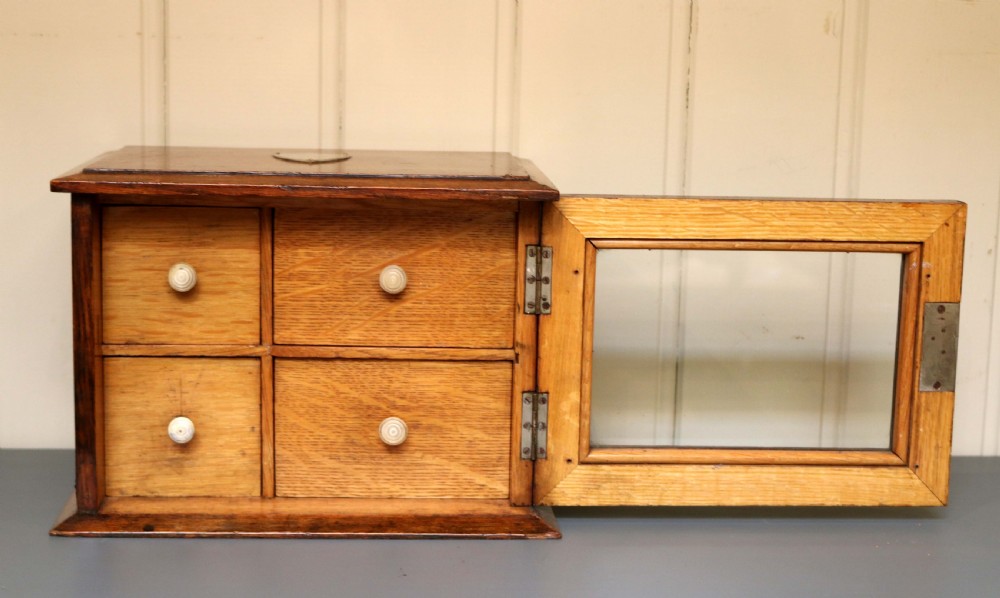 Edwardian Oak Table Top Collectors Box  View VIII