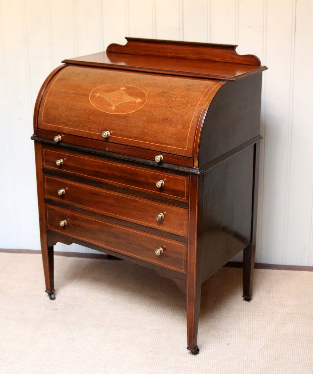 Edwardian Mahogany Roll Top Bureau 