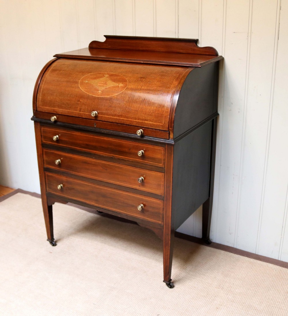 Edwardian Mahogany Roll Top Bureau  View III