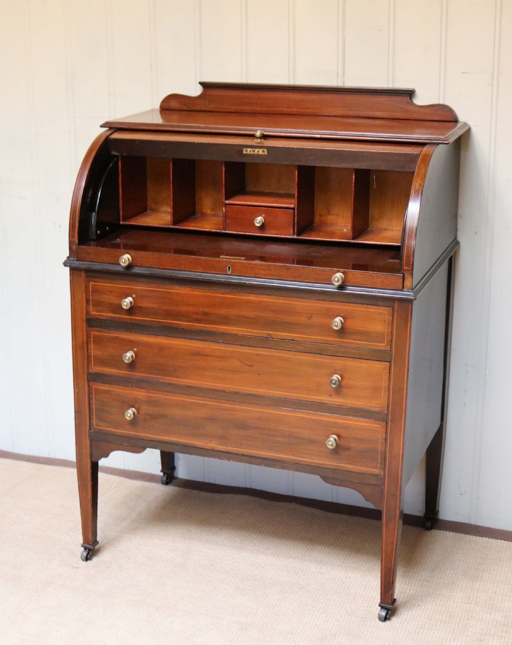 Edwardian Mahogany Roll Top Bureau  View IV