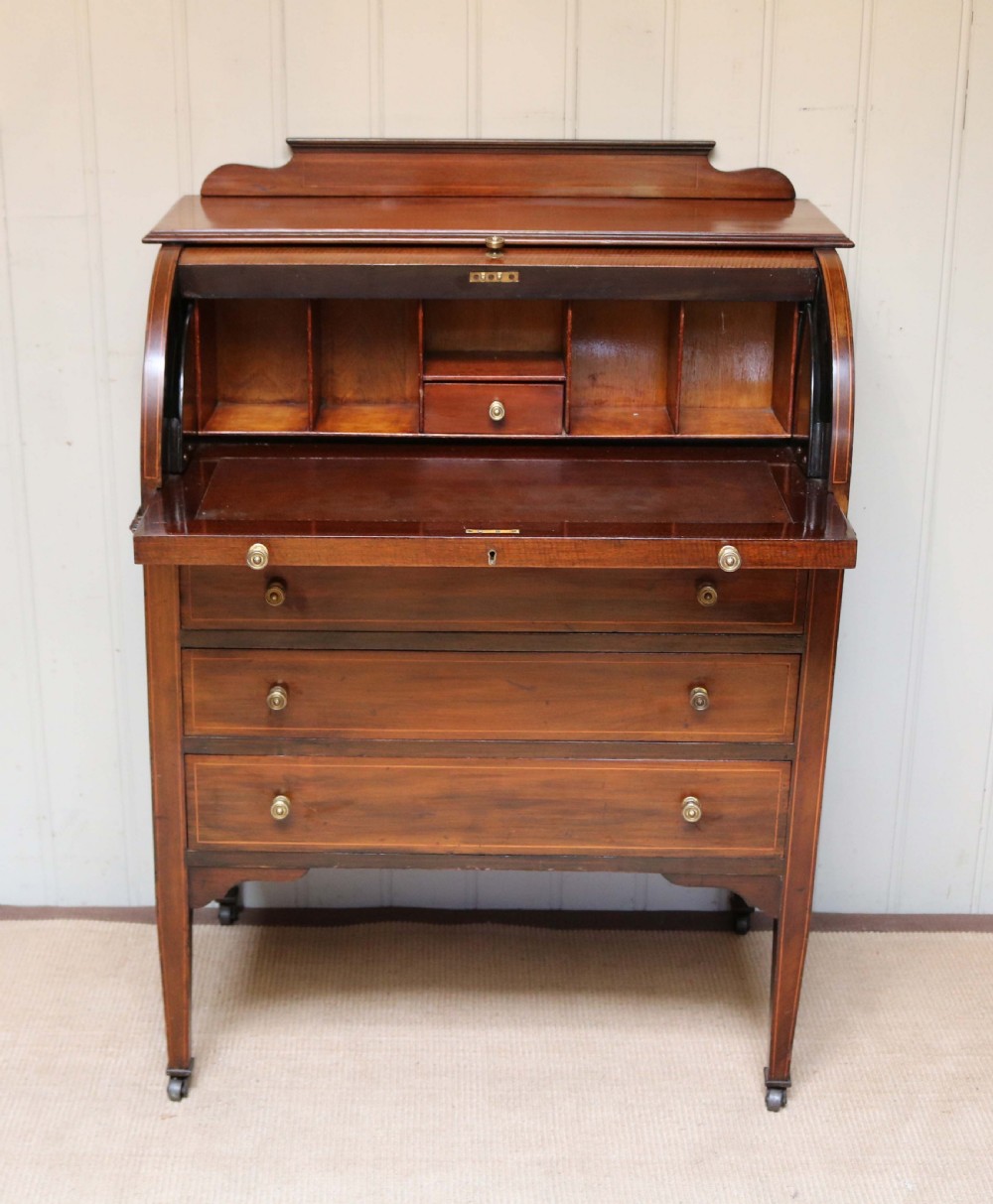 Edwardian Mahogany Roll Top Bureau  View V