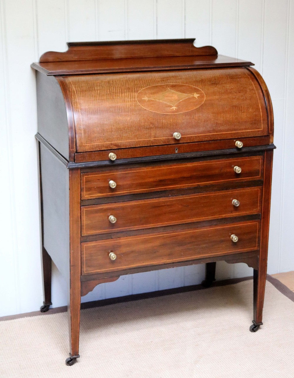 Edwardian Mahogany Roll Top Bureau  View VI