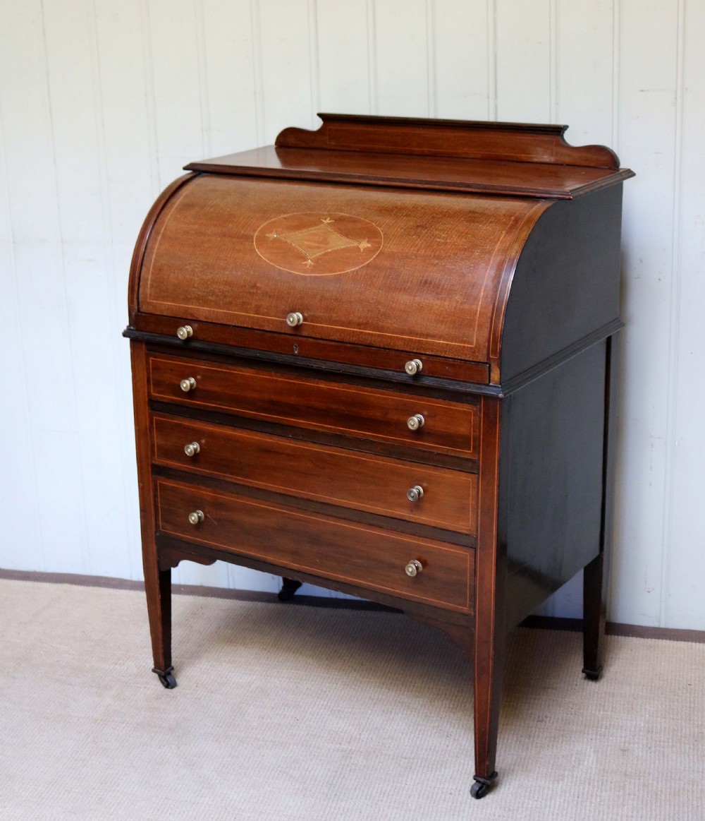 Edwardian Mahogany Roll Top Bureau  View VII
