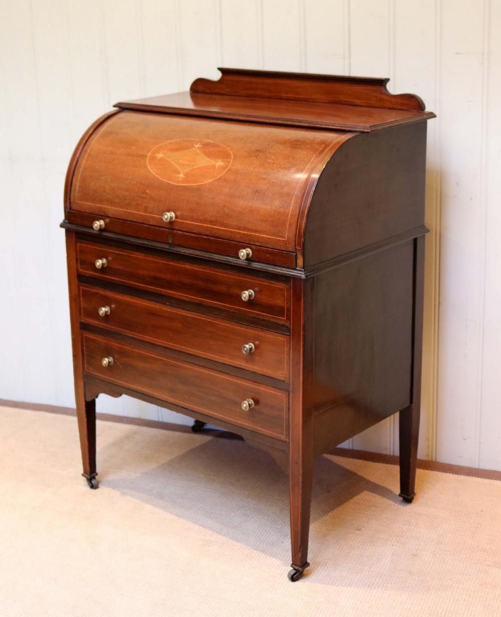 Edwardian Mahogany Roll Top Bureau  View IX