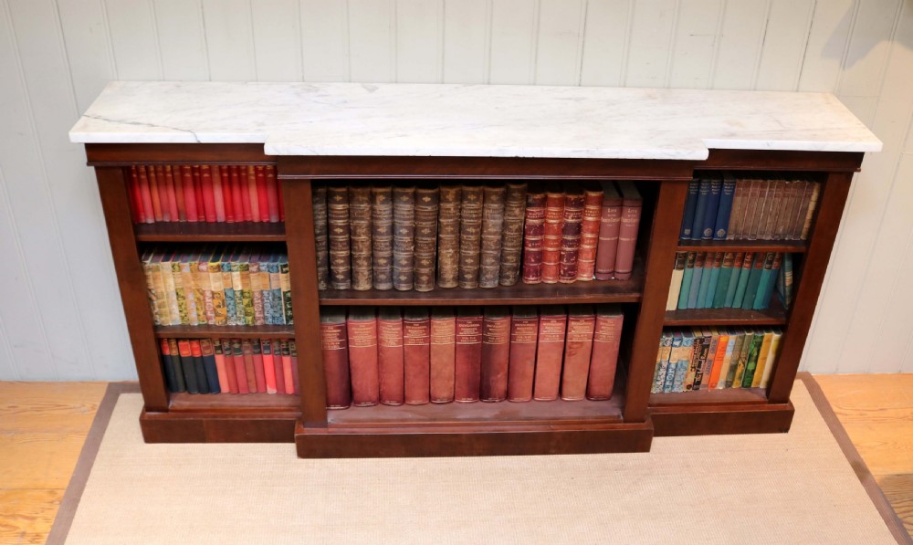 Large Mahogany Breakfront Marble Top Open Bookcase View V
