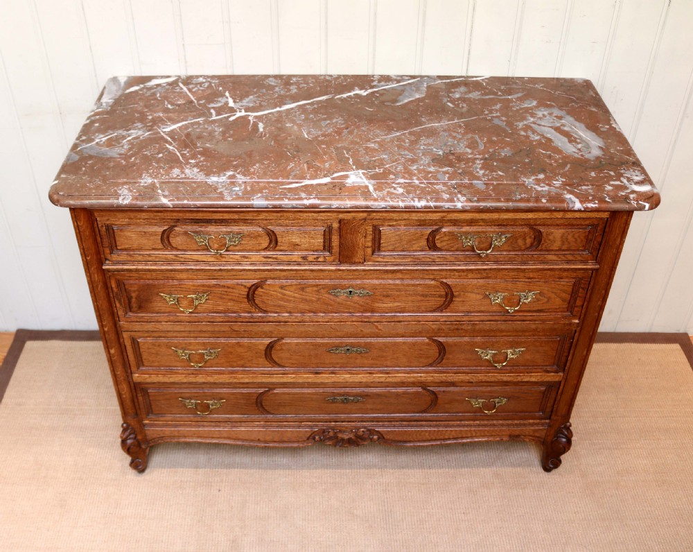 French Oak Marble Top Chest Of Drawers View IV
