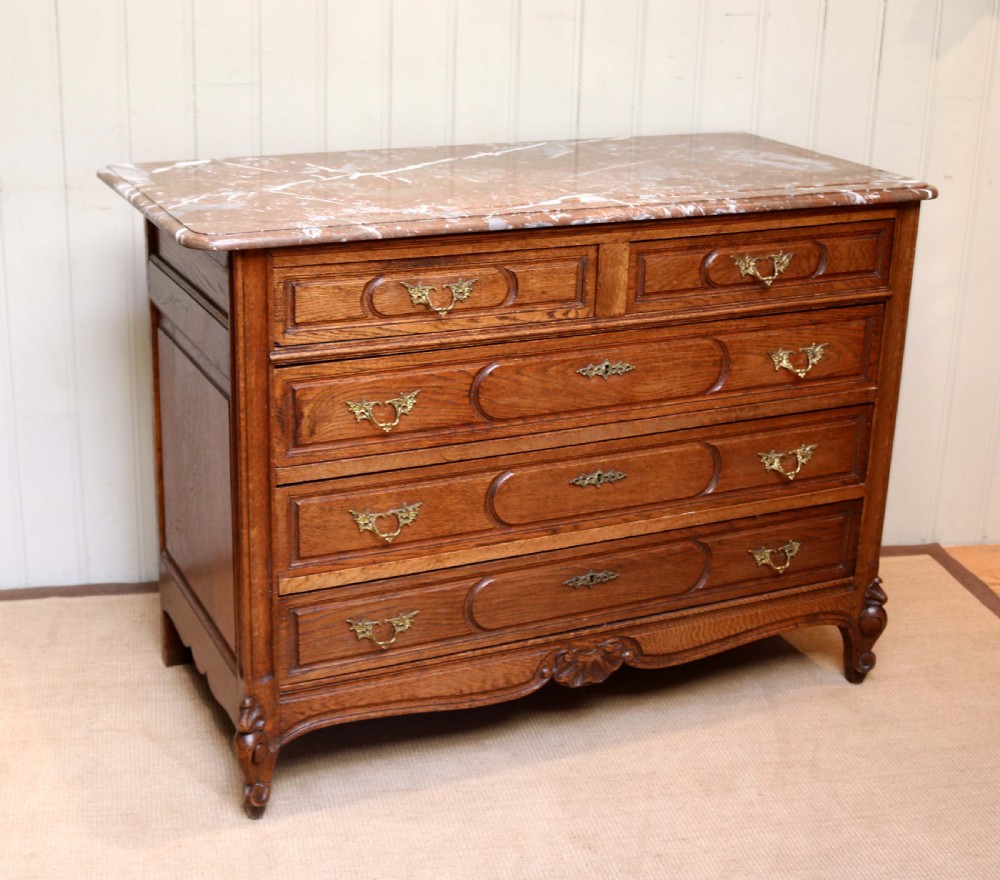 French Oak Marble Top Chest Of Drawers View VI