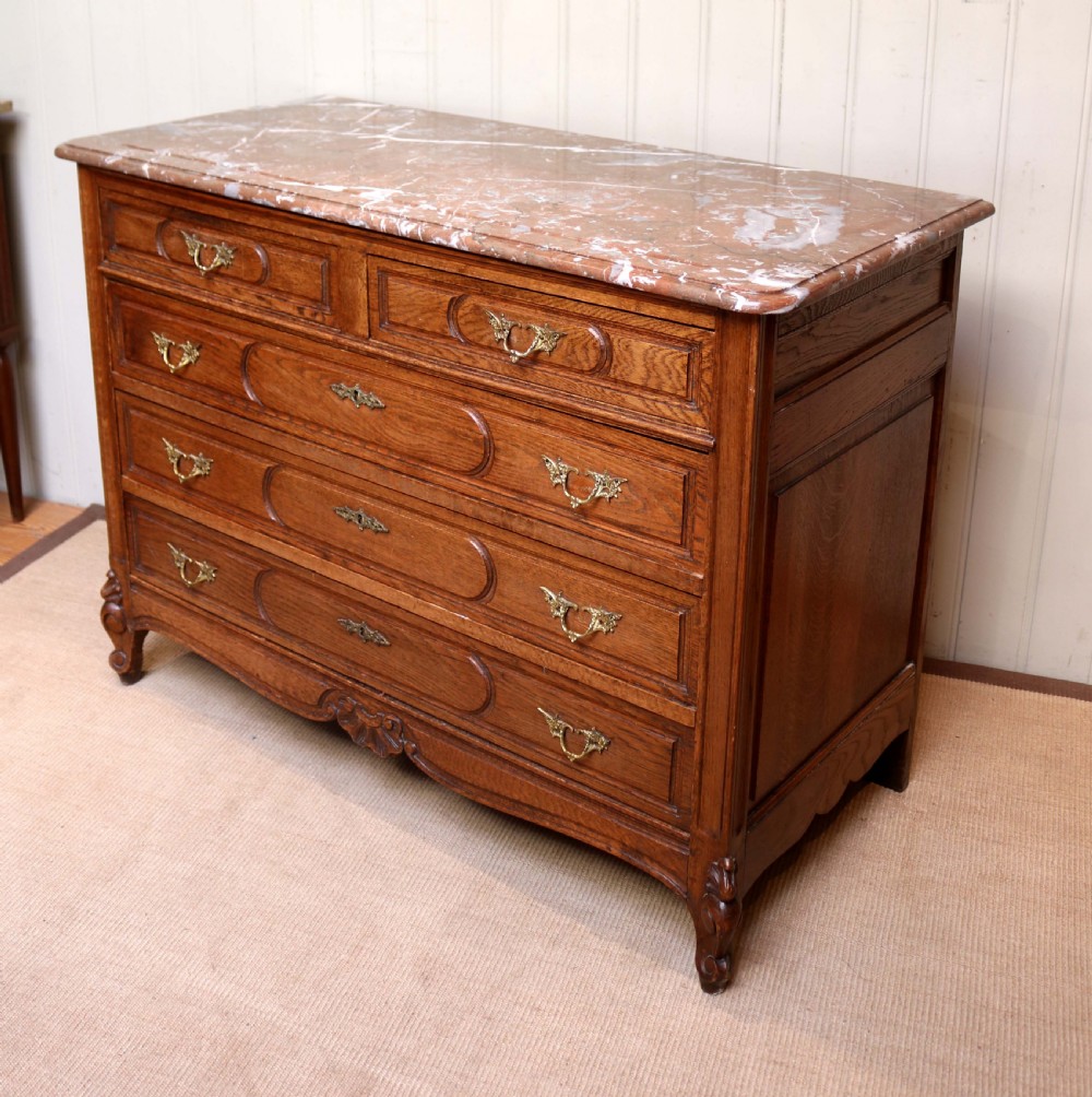 French Oak Marble Top Chest Of Drawers View VII