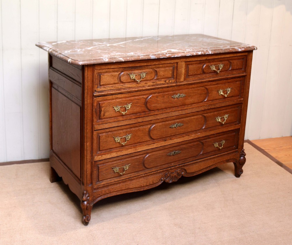 French Oak Marble Top Chest Of Drawers View VIII