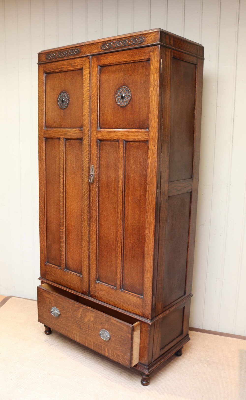 Small Oak Two Door Wardrobe View V