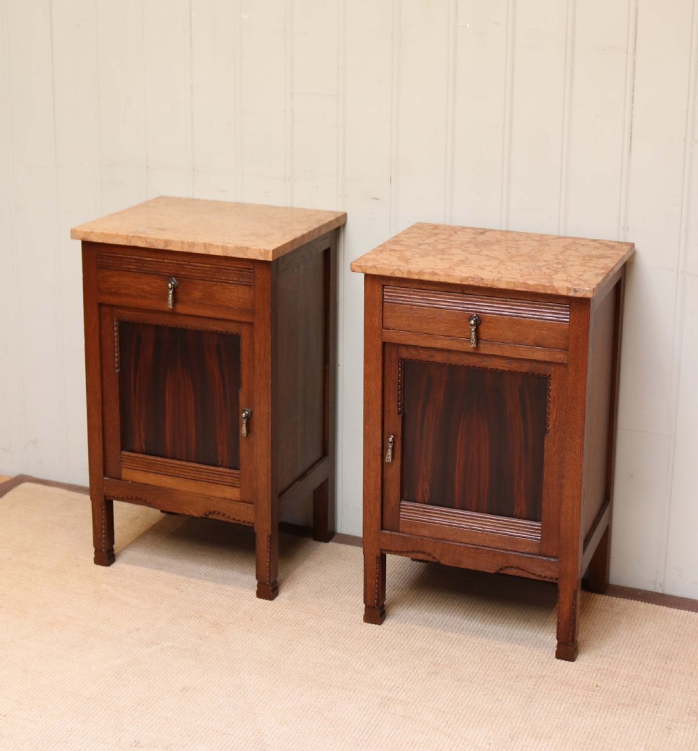 Pair Of French Marble Top Bedside Cabinets
