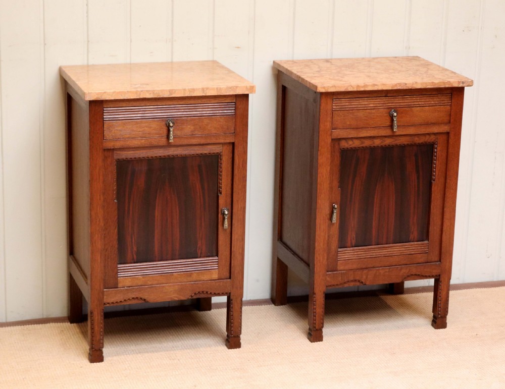 Pair Of French Marble Top Bedside Cabinets View II