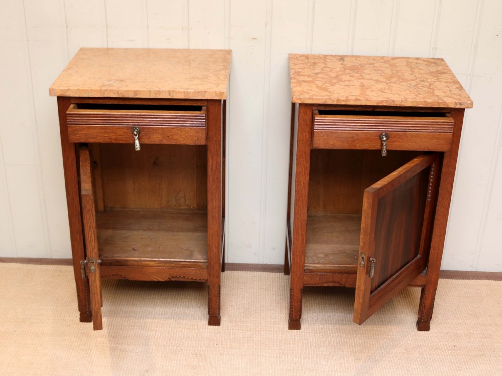 Pair Of French Marble Top Bedside Cabinets View III