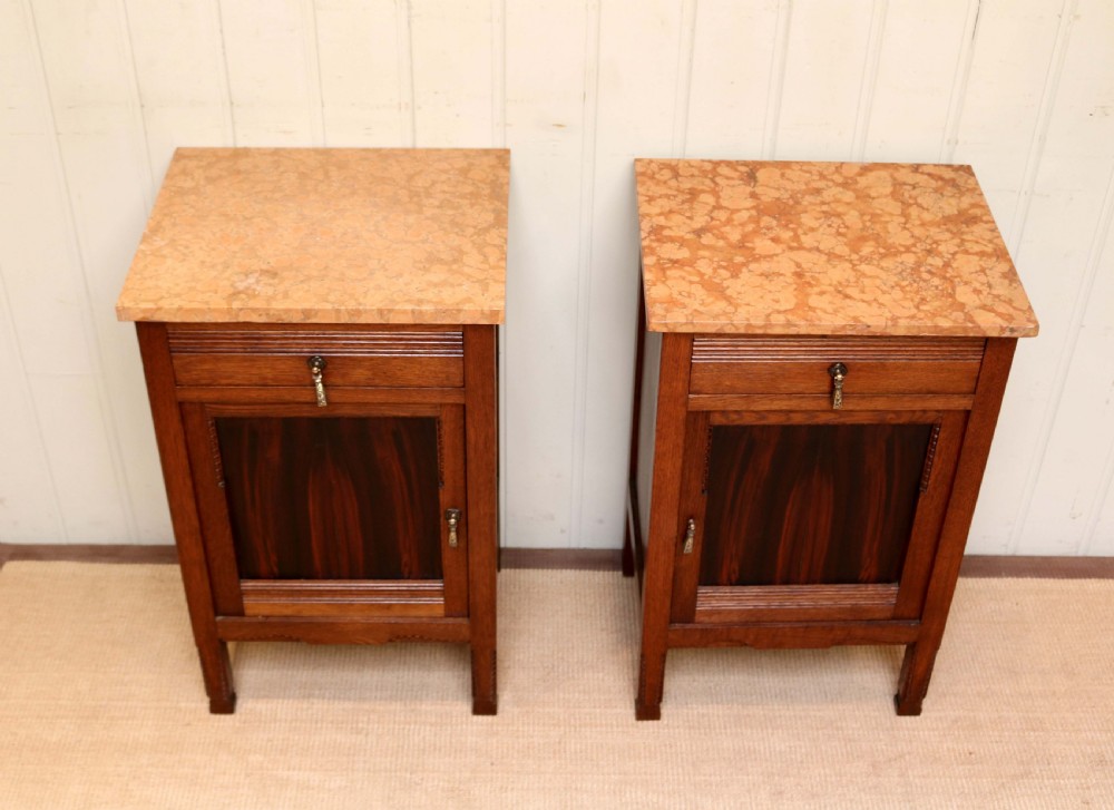 Pair Of French Marble Top Bedside Cabinets View IV