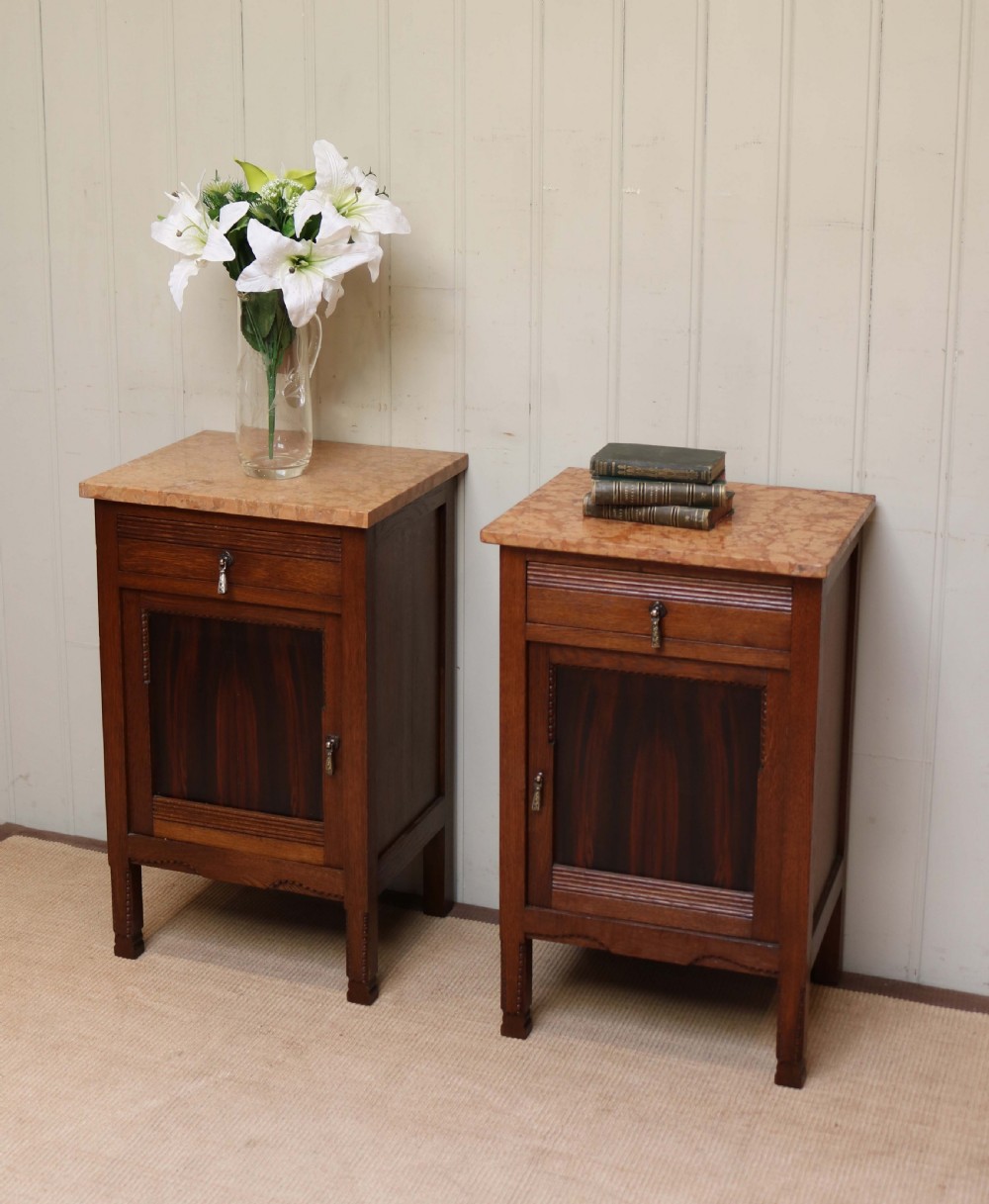 Pair Of French Marble Top Bedside Cabinets View VI