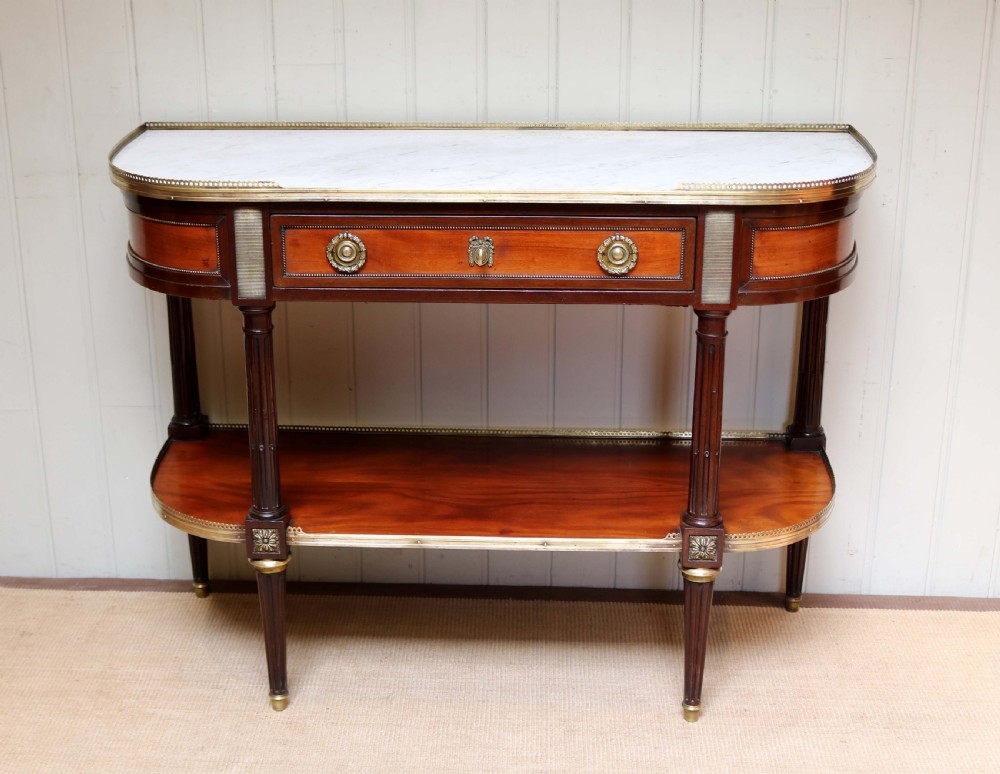 Mahogany Marble Top Console Table 