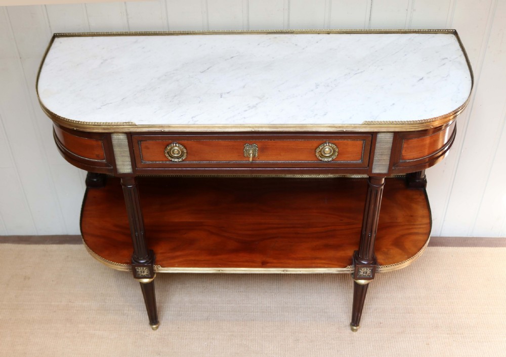 Mahogany Marble Top Console Table  View III