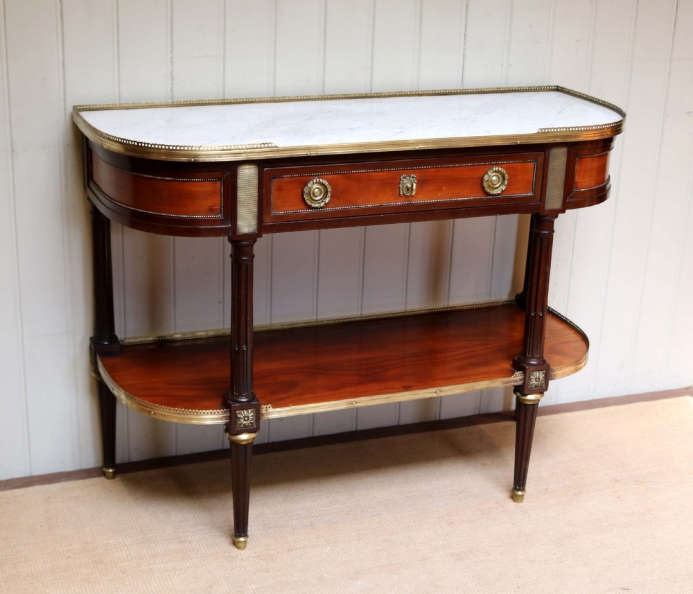 Mahogany Marble Top Console Table  View IV
