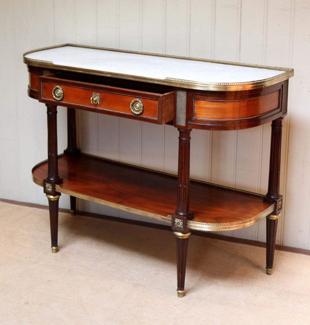 Mahogany Marble Top Console Table  View V