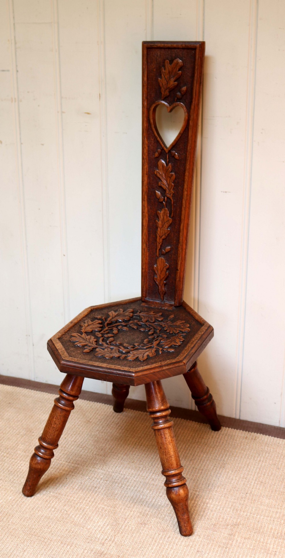 Arts And Crafts Carved Oak Spinning Chair  View III