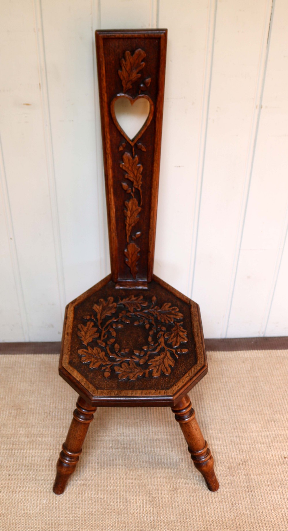 Arts And Crafts Carved Oak Spinning Chair  View V