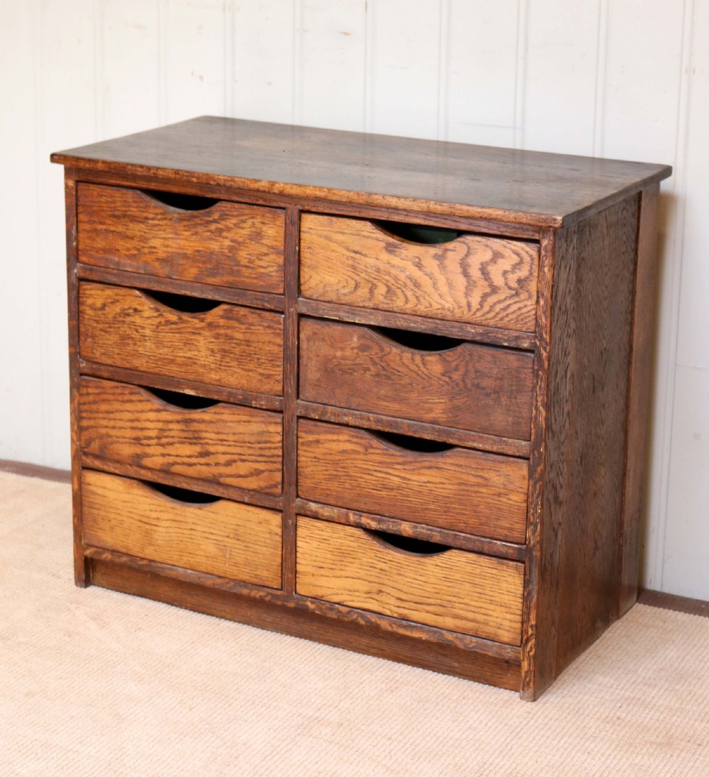 Oak Chest Of Eight File Drawers 