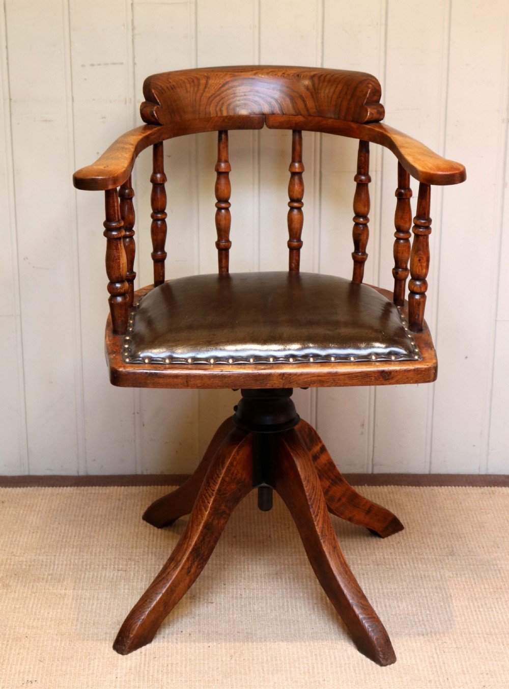 Oak And Leather Office Chair