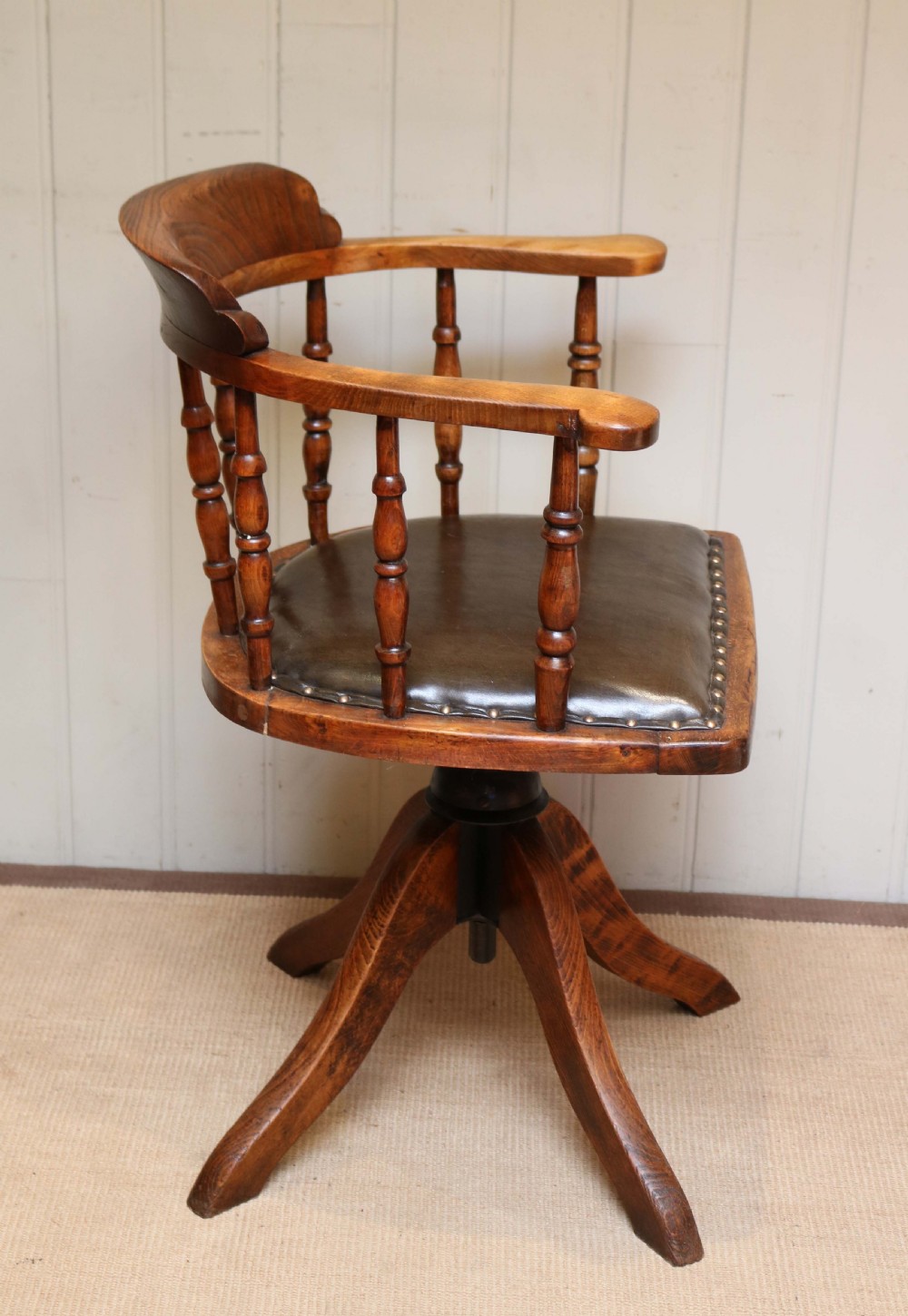 Oak And Leather Office Chair View IV