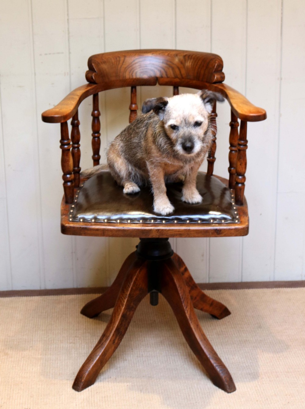 Oak And Leather Office Chair View VI