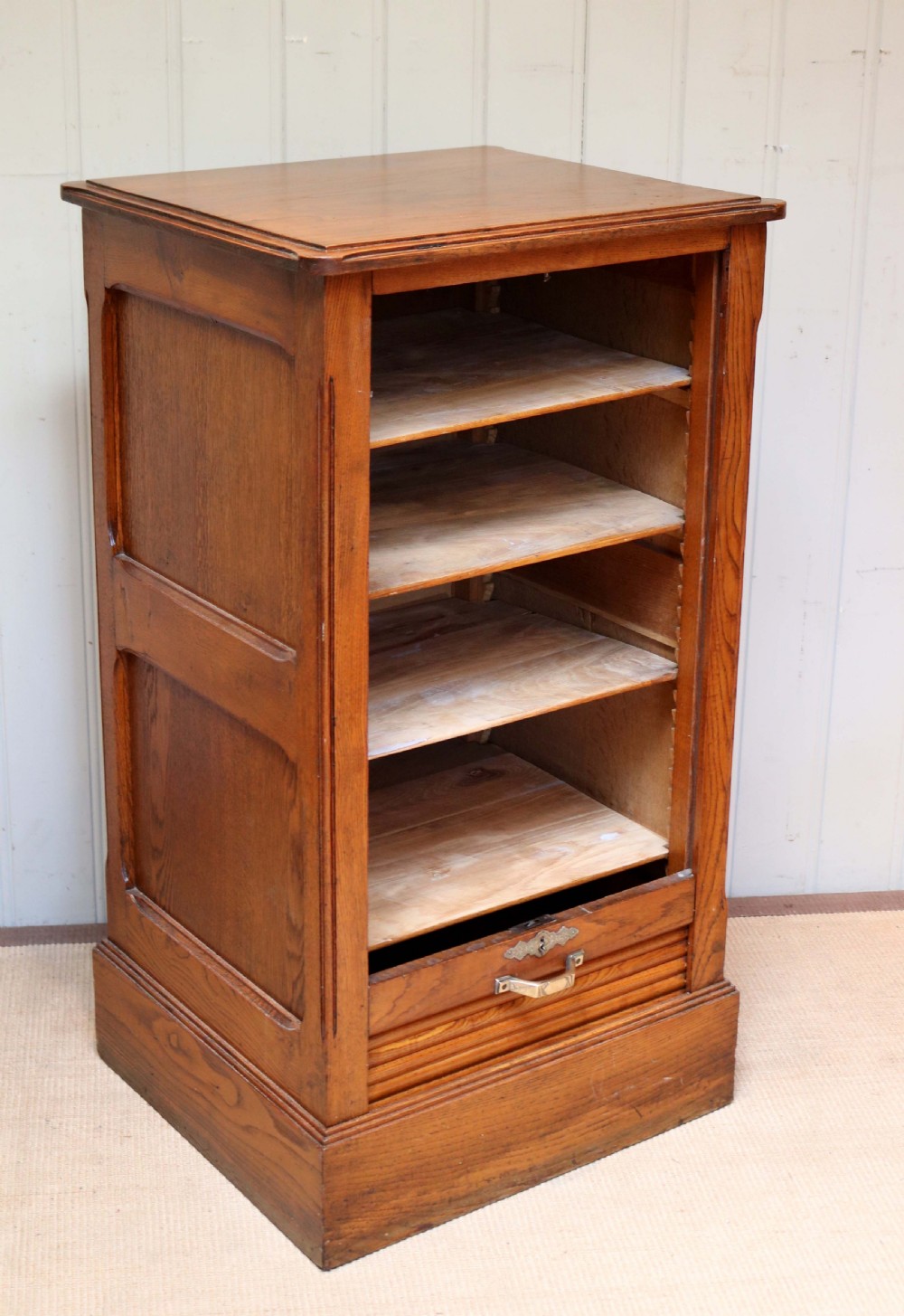 French Oak Tambour Front Filing Cabinet  View IV