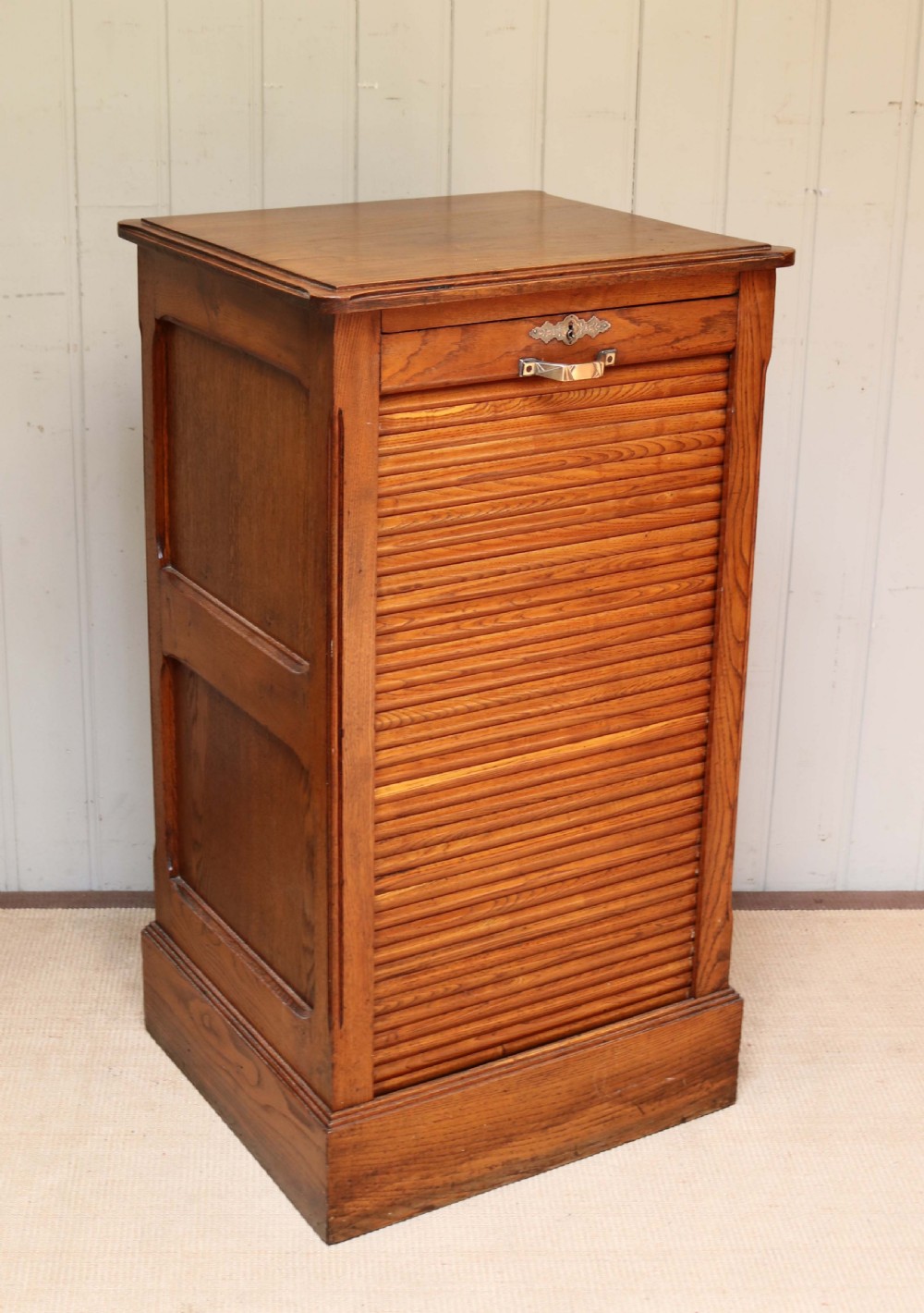 French Oak Tambour Front Filing Cabinet  View V