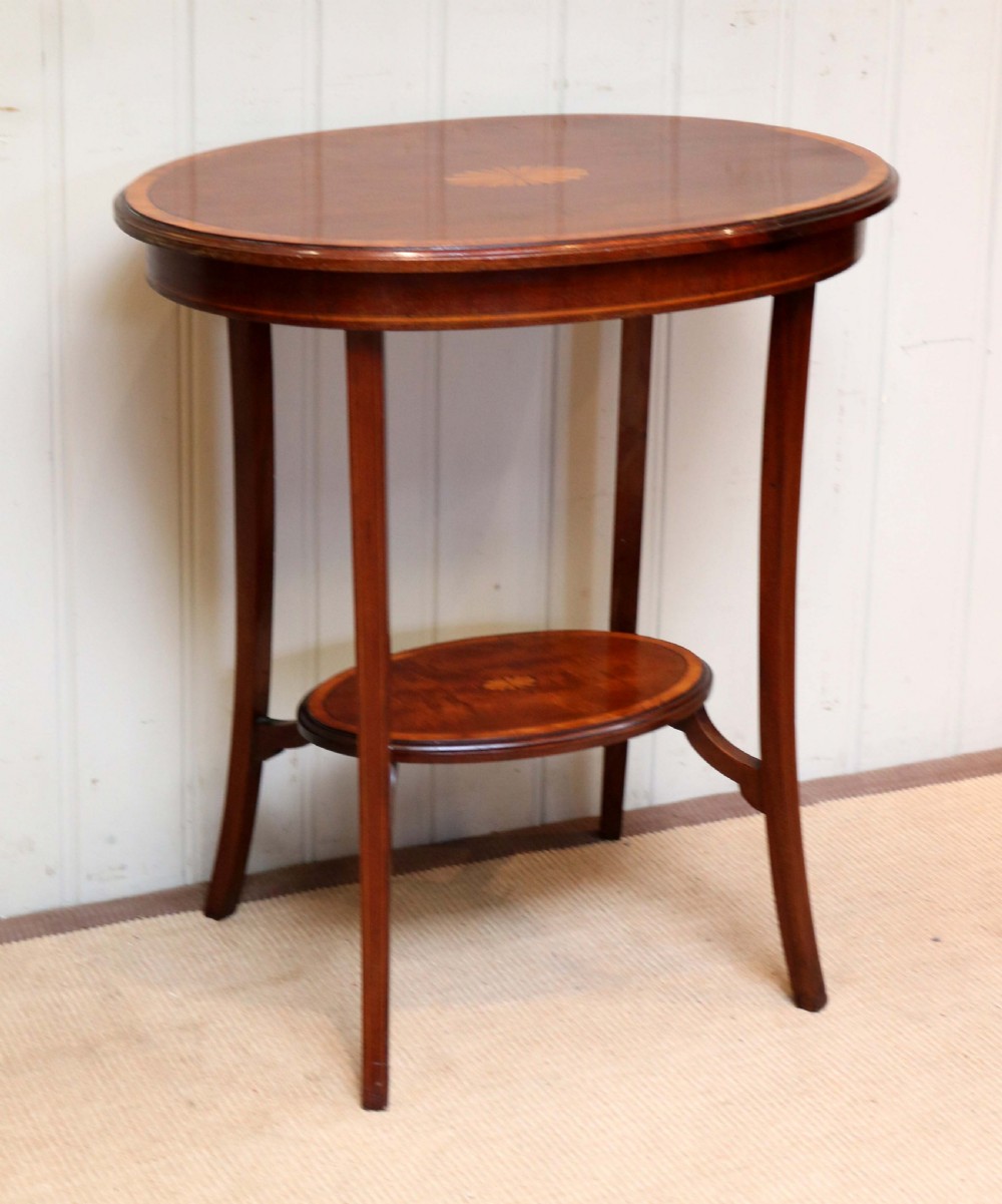 Edwardian Oval Inlaid Mahogany Table View VI