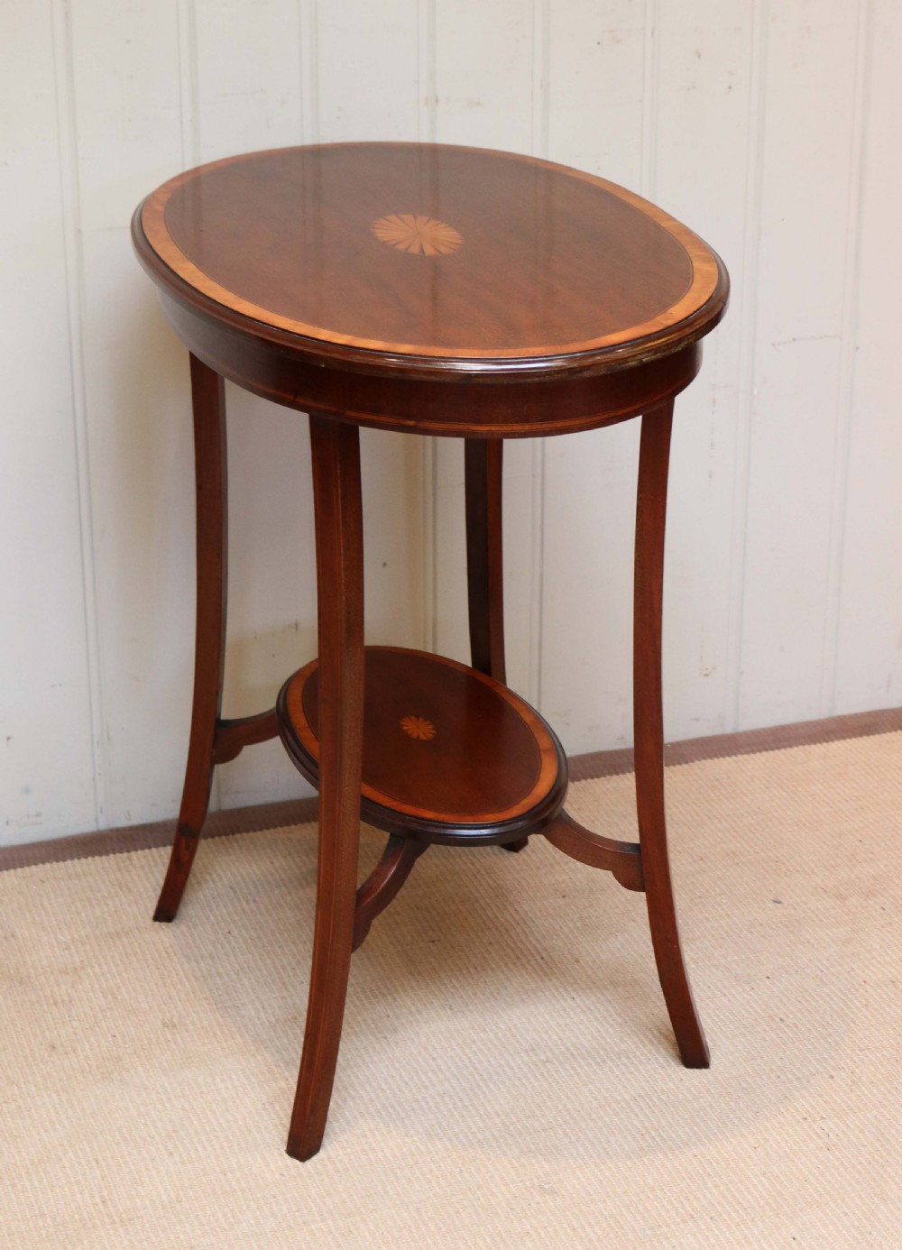 Edwardian Oval Inlaid Mahogany Table View VII